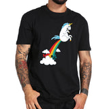 Unicorn T Shirt Rainbow Funny Spoof High Quality 100% Cotton White Black Tops Cartoon T-shirt Gift EU Size - webtekdev