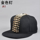 Wholesale Male Spike Studs Rivet Baseball Caps Men Hiphop Punk Rock Flat Snapback Hats - webtekdev