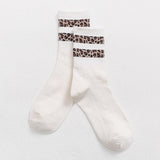 Hot Retro Leopard Print Cotton Blends Women Socks Fashion High Street Popular Stripe Leopard Socks Spring Summer Cool Cozy Socks - webtekdev