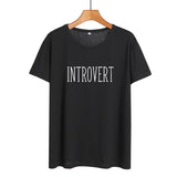 Introvert Book Lovers Nerdy Bookworm Funny Saying Tshirt Summer Women T Shirt Black White Cotton Tops Causal Tee Shirt Femme - webtekdev