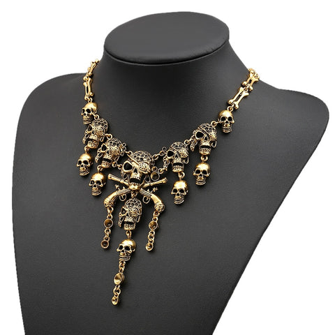 LiuXSP Women's Hyperbole Necklace Pendant Large Necklace Metal Skull Ethnic Bohemian Jewelry Statement Tribal Vintage Necklace - webtekdev