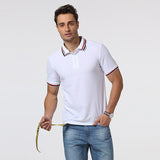 Men stitching embroidery printed Polo shirt men's Polo shirts with short sleeves of leisure fitness man - webtekdev