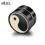 SMJEL Rock Strong Magnet Magnetic Health Care Ear Stud Non Piercing Earrings Skull David Star Tai Chi Earings Jewelry Mens Women - webtekdev
