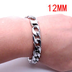 Men Women Stainless Steel Bracelet 6/8/12 mm 8 Inches Curb Chain Vintage Jewelry Punk Fan Factory Offer - webtekdev