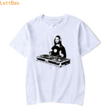 summer 2019 Mona Lisa DJ Music Cartoon Comic Rave Techno Roll Camisetas Hombre 90s Fashion Hip Hop Streetwear Cotton Tshirt Men - webtekdev