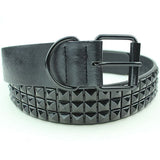 3-Row Studded Leather Belt (Black) - webtekdev