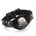 New Design Jewelry Multicolor Punk Rock Evil Skull Genuine Leather Wrap Bracelet for Women Men Ride Wristband Bracelets Cuff - webtekdev