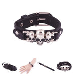 Cool Skeleton Skull Punk Gothic Bangle Bracelet PU Leather Wristband Jewelry Gifts For Men  8 TT@88 (as shown) - webtekdev