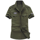 MANLI Plus Size M-6XL 2018 Men Summer Outdoor Short Sleeve Shirt Man 100% Pure Cotton Afs Jeep Khaki Shirts Army Green Clothing - webtekdev