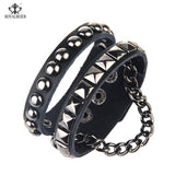 ROYALBEIER Multilayer Leather Rivet Stud Wrap Wristband Cuff Punk Crystal Rhinestone Bracelet Bangle Style Bracelets&Bangles - webtekdev