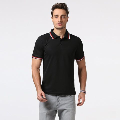 Men stitching embroidery printed Polo shirt men's Polo shirts with short sleeves of leisure fitness man - webtekdev