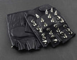 Men Punk Biker Driving Motorcycle Hedgehog Spike Leather Fingerless Gloves - webtekdev