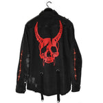 Harajuku Gothic Demon Hunter Skull black denim jacket men Rock punk heavy metal Sweatshirt sudadera suspenders hole streetwear - webtekdev