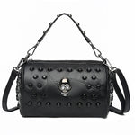 JIEROTYX Fashion Rivet Handbags For Women Black Leather Gothic Punk Shoulder Bag Female Brand Design Patchwork Bag For Party - webtekdev