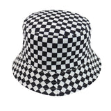 FOXMOTHER New Black White Plaid Check Bucket Hats Fishing Caps Women Mens - webtekdev