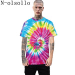 N-olsollo New Fashion Gradual Tie-dyed Mens Tshirts 2019 Summer T-shirts Couple Clothes Knitted Loose Casual Male Tee Shirts Top - webtekdev