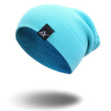 Cotton Blends Hip Hop Beanies For Girl Winter Cap Label Knitted Hat Female Unisex Solid Color Bonnet Casual Slouchy Skullies - webtekdev