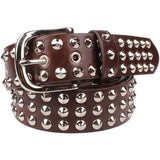 3-Row Studded Leather Belt (Round Studs) - webtekdev