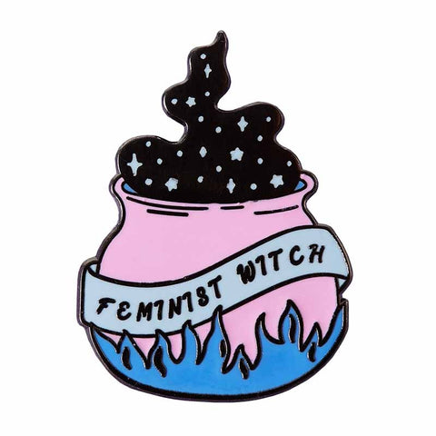 Feminist Witch Halloween Enamel Pin - webtekdev