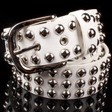 3-Row Studded Leather Belt (Round Studs) - webtekdev