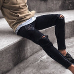2019 Fashion Ripped Jeans Men Pants Skinny Slim Straight Denim Men Jeans With Zipper Bottom New Stylish Pencil Pants Men Clothes - webtekdev