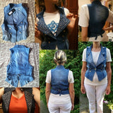 Nice Denim Vest Women Sleeveless Cardigan Washed Sequin Rivet Studs Jean Waist Coat Jacket Outerwear Plus Size 4XL Q144 - webtekdev