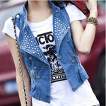 Nice Denim Vest Women Sleeveless Cardigan Washed Sequin Rivet Studs Jean Waist Coat Jacket Outerwear Plus Size 4XL Q144 - webtekdev