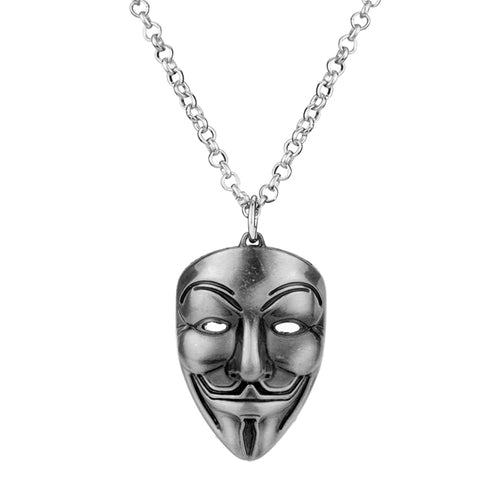 MQCHUN Movie Jewelry V for Vendetta ANONYMOUS Mask Exaggerated Hacker Mask necklaces Trendy Jewelry For Men And Women - webtekdev
