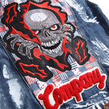 Denim Vests Men's Punk Rock Style Cowboy Blue Jeans Waistcoat Skulls Letter Embroidery Male Motorcycle Jacket Sleeveless Tanks (Blue M) - webtekdev