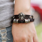 ZORCVENS 2020 Punk Vintage Braided Leather Bracelet Bangle Punk Rock Skull Wristband For Men Bracelets Gift - webtekdev