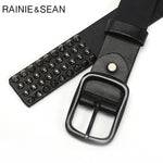 Real Leather 4-Row Studded Belt (Round Studs) - webtekdev