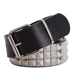 3-Row Studded Leather Belt (Black) - webtekdev