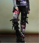 2020 Men's gothic non-mainstream skull print doodle personality straight gas hole punk pants singer costumes trousers 27-40 - webtekdev
