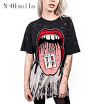 Usa Apparel 2017 Summer 3D Residual Tooth Big Tongue Women Printed Tees Short Sleeve O-neck Casual T-shirts Loose Top Shirt - webtekdev