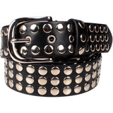 3-Row Studded Leather Belt (Round Studs) - webtekdev