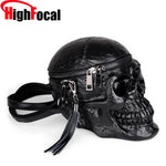 3D Skull Shoulder Bag Crossbones Messenger Bag Unisex Men Women Fashion Street Leather Zipper Handbags Punk Design Bag Dropship (Black) - webtekdev