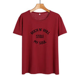 Streetwear Fashion Women Clothes T Shirt Rock and Roll Stole My Soul Letters Tshirt Hipster Music Harajuku Letters Tee Shirt - webtekdev
