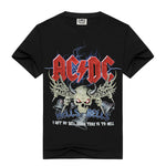 [Men bone] Men's Black T-shirt AC/DC HELLS BELLS Print Cotton acdc T shirts for men Summer brand clothing power heave metal rock - webtekdev