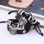 ZORCVENS 2020 Punk Vintage Braided Leather Bracelet Bangle Punk Rock Skull Wristband For Men Bracelets Gift - webtekdev