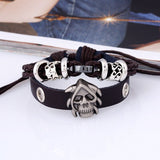 ZORCVENS 2020 Punk Vintage Braided Leather Bracelet Bangle Punk Rock Skull Wristband For Men Bracelets Gift - webtekdev
