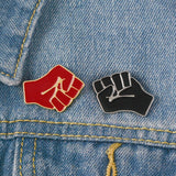 QIHE JEWELRY Raised fist pins Black red power of unity brooches Solidarity symbol jewelry for men women - webtekdev