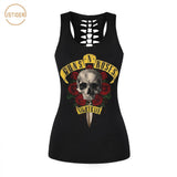 ISTider 2017 New Summer Punk Rock Style 3D Tank Top Women Fashion GUNS N ROSES T Shirt Sleeveless Vest Sexy Hollow Out Shirt - webtekdev