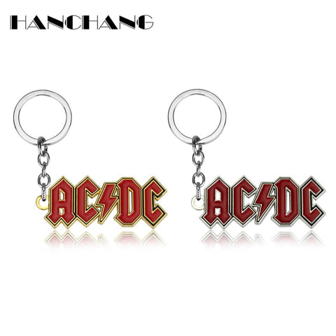 Hot Rock Music Band AC/DC ACDC Red Logo Key Chain Fashion Women Men Accessories Metal Key Ring Letter Keychain - webtekdev