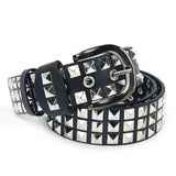 3-Row Studded Leather Belt (Pyramid Studs) - webtekdev