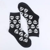 Modeager Fashion Hip hop Black Color Skeleton Alien Halloween Cool Women Socks Cotton Soft Summer Thin Novelty Socks for Women - webtekdev