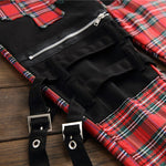 Sokotoo Men's Scotland plaid patchwork cross slim straight jeans Trendy bandage denim pants - webtekdev