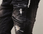 Mens Skinny Jeans Paris Runway Distressed Slim Elastic Jeans Denim Biker Ripped Jeans Hip Hop Pants Acid Washed Black Jeans Men - webtekdev