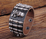 G563 Black Rock Army Bullet Studded Men's Single Wrap Leather Bracelet Wristband Wide Cuff New (G563 Black) - webtekdev