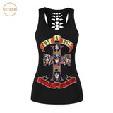 ISTider 2017 New Summer Punk Rock Style 3D Tank Top Women Fashion GUNS N ROSES T Shirt Sleeveless Vest Sexy Hollow Out Shirt - webtekdev