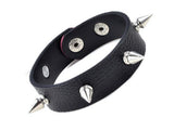 Adjustable Black Punk Rock Mens Womens Rivet Stud Spike Leather Cuff Bangle Bracelet Wristband (black Black) - webtekdev